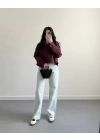 BORDO KISA VOLANLI TRENÇKOT E7534