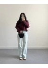 BORDO KISA VOLANLI TRENÇKOT E7534