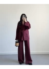 BORDO KUŞAKLI PREMİUM İKİLİ TAKIM