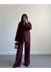 BORDO KUŞAKLI PREMİUM İKİLİ TAKIM
