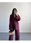 BORDO KUŞAKLI PREMİUM İKİLİ TAKIM