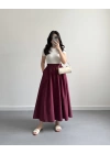 BORDO MİDİ BOY POPLİN ETEK