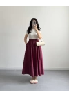 BORDO MİDİ BOY POPLİN ETEK