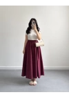 BORDO MİDİ BOY POPLİN ETEK