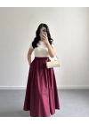 BORDO MİDİ BOY POPLİN ETEK