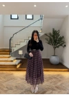 BORDO ŞİFON PİLİSE DETAYLI ELBİSE-4199