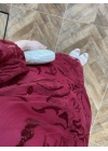 BORDO TEK OMUZ DESENLİ SİMLİ ELBİSE -4033