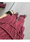 BORDO TENSEL LAYERLİ BLUZ TAKIM