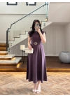 BORDO TOKA DETAYLI TENSEL ELBİSE -260990
