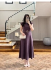 BORDO TOKA DETAYLI TENSEL ELBİSE -260990