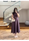 BORDO TOKA DETAYLI TENSEL ELBİSE -260990