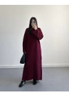 BORDO UZUN TRİKO ELBİSE