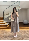 BRONZ BOYUN BAĞLAMALI ELBİSE -4255