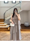BRONZ BOYUN BAĞLAMALI ELBİSE -4255