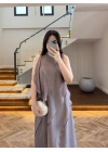 BRONZ FIRFIRLI UZUN ELBİSE-3450