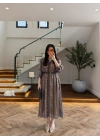 KAHVE CAMEL  KEMERLİ GÖMLEK ELBİSE-3499