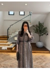 KAHVE CAMEL  KEMERLİ GÖMLEK ELBİSE-3499