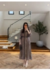 KAHVE CAMEL  KEMERLİ GÖMLEK ELBİSE-3499