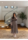 KAHVE CAMEL  KEMERLİ GÖMLEK ELBİSE-3499