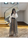ÇİÇEK BASKILI KEMERLİ ETEK - 3374