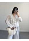 CLARA BEYAZ FIRFIRLI GÖMLEK