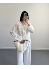 CLARA BEYAZ FIRFIRLI GÖMLEK