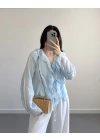 CLARA MAVİ FIRFIRLI GÖMLEK