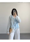 CLARA MAVİ FIRFIRLI GÖMLEK