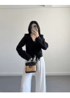 CLARA SİYAH FIRFIRLI GÖMLEK