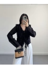 CLARA SİYAH FIRFIRLI GÖMLEK