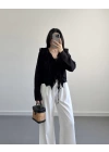 CLARA SİYAH FIRFIRLI GÖMLEK