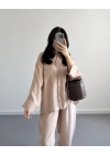 CLEO AÇIK CAMEL ŞALVAR TENSEL GÖMLEK TAKIM