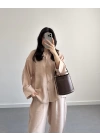 CLEO AÇIK CAMEL ŞALVAR TENSEL GÖMLEK TAKIM