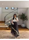 ÇOK RENKLİ KEMERLİ DANTELLİ ETEK-3502