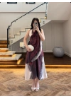 DESENLİ ŞAL DETAY ELBİSE -26Y5378