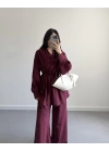 DONOW BÜZGÜLÜ TENSEL BÜZGÜLÜ TAKIM BORDO