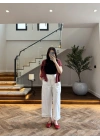 EKRU BİLEK BOY BORU PAÇA PANTOLON-3936