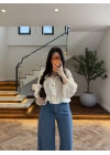 EKRU DİK YAKALI BUMBER CEKET-9775