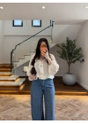 EKRU DİK YAKALI BUMBER CEKET-9775