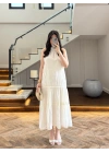 EKRU GÜPÜR DETAY KAT KAT ELBİSE-9614