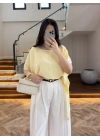 EKRU KEMERLİ PİLELİ PANTOLON-51419