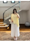 EKRU KEMERLİ PİLELİ PANTOLON-51419