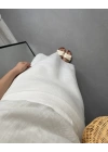 EKRU KETEN ASİMETRİK BLUZLU ETEK TAKIM
