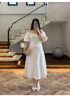 EKRU MADONNA YAKA ELBİSE -0465