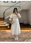 EKRU MADONNA YAKA ELBİSE -0465