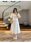 EKRU MADONNA YAKA ELBİSE -0465