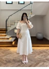 EKRU MADONNA YAKA ELBİSE -0465