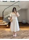 EKRU MADONNA YAKA ELBİSE -0465