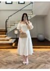 EKRU MADONNA YAKA ELBİSE -0465