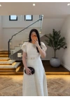 (ÖN SİPARİŞ )EKRU TÜVİT ELBİSE-4203